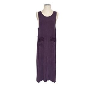 Vintage Y2K Maxi Dress Purple Embroidered Pockets Sz M